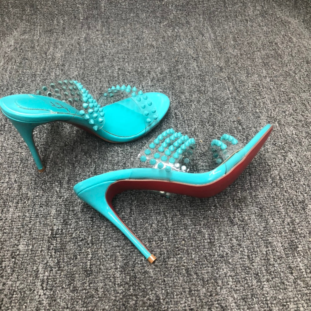 Christia** Loubout** new high-heeled sandals with rivets