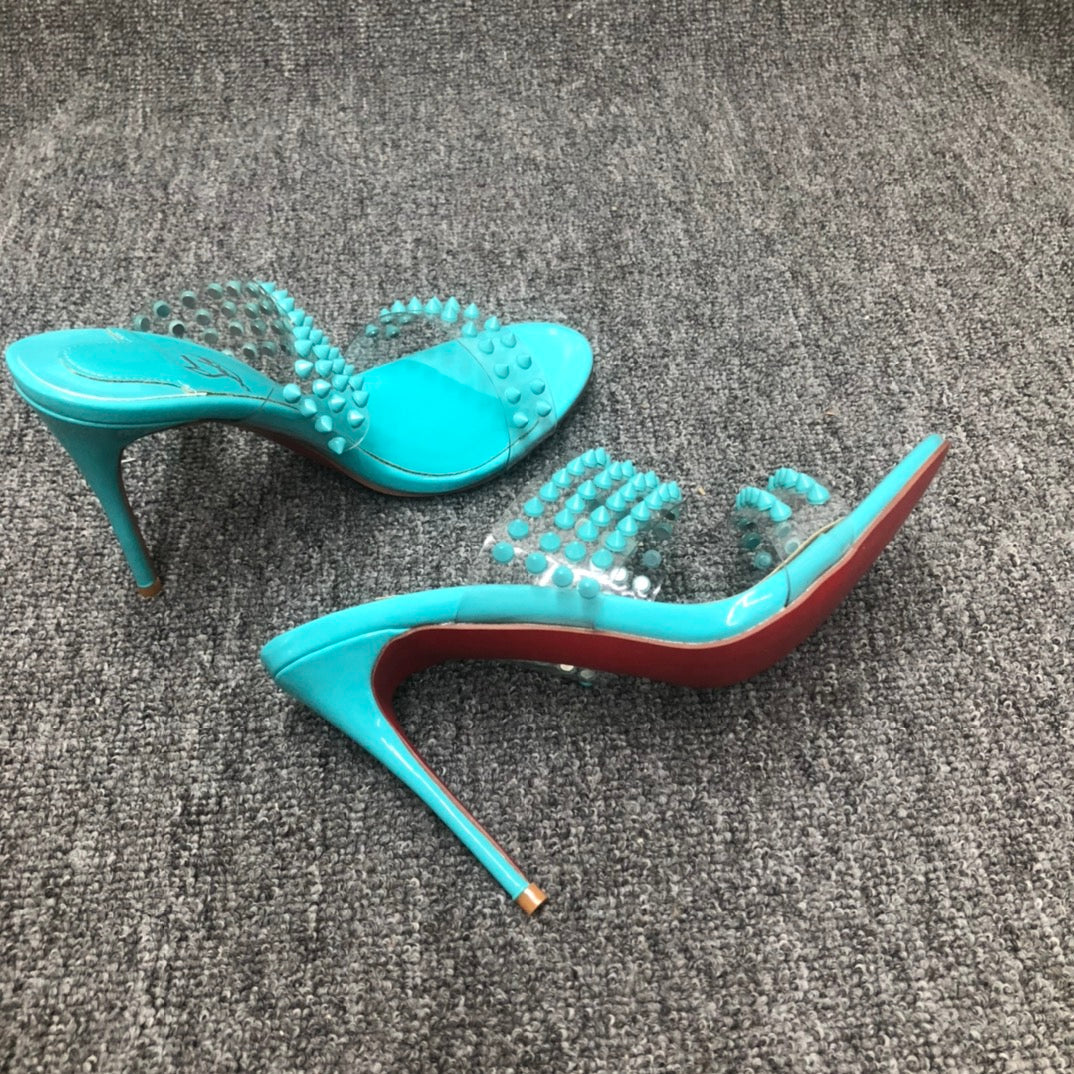 Christia** Loubout** new high-heeled sandals with rivets