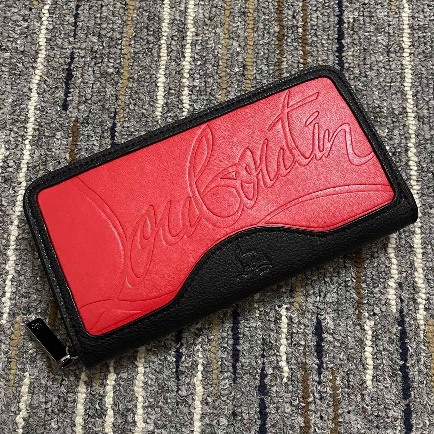 Christi** Loubout** Red Zip Around Wallet