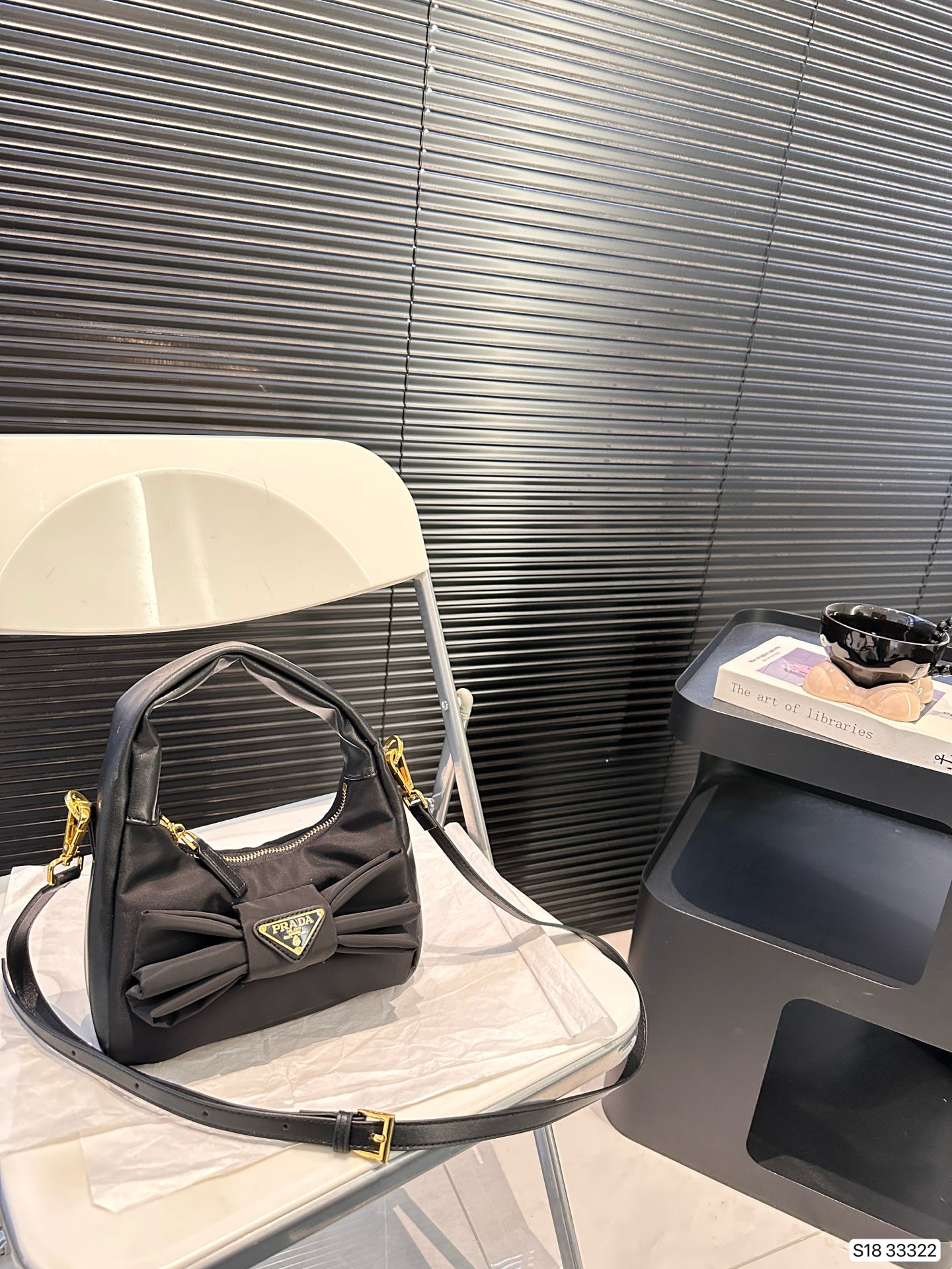 Black bow French elegant sweet retro bag