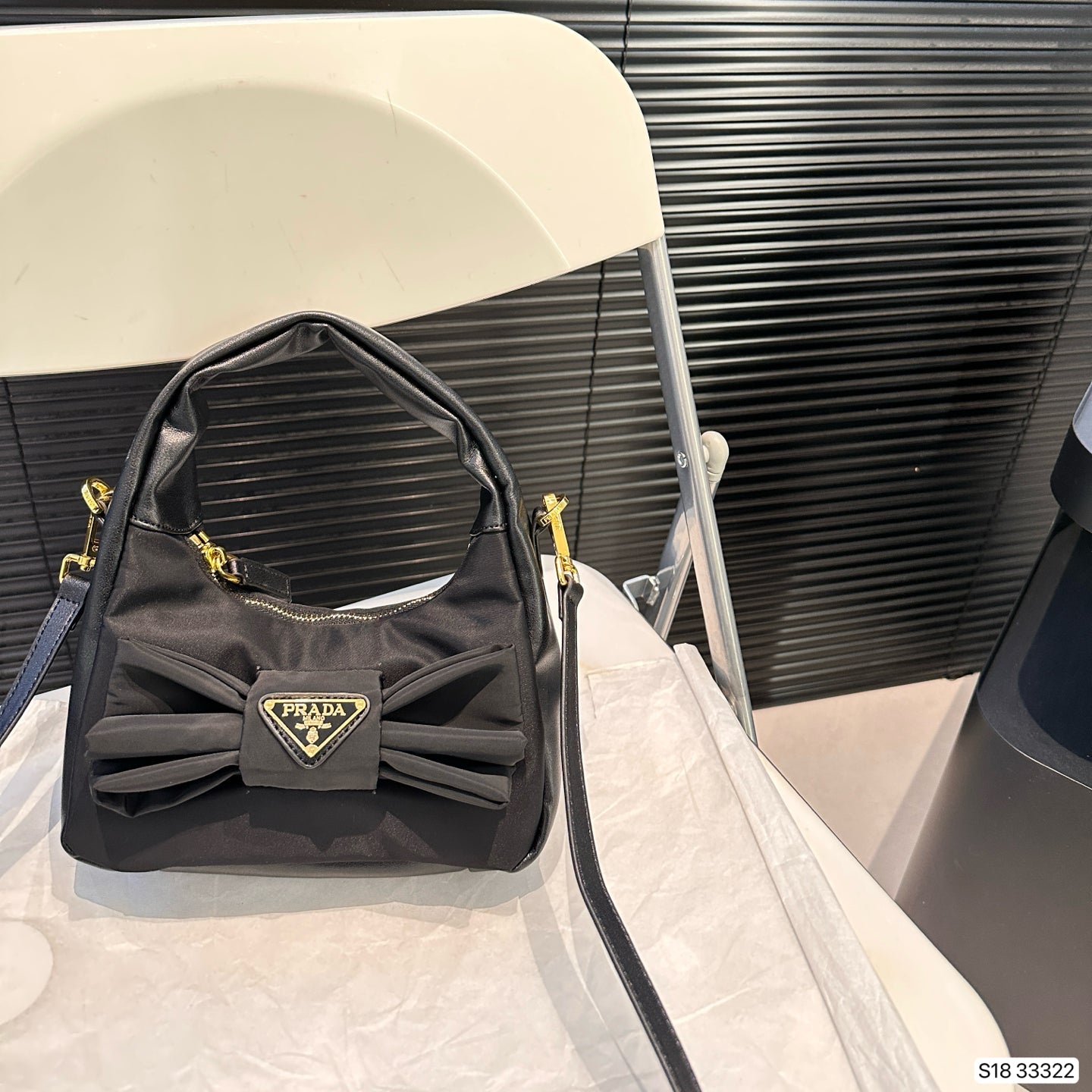 Black bow French elegant sweet retro bag