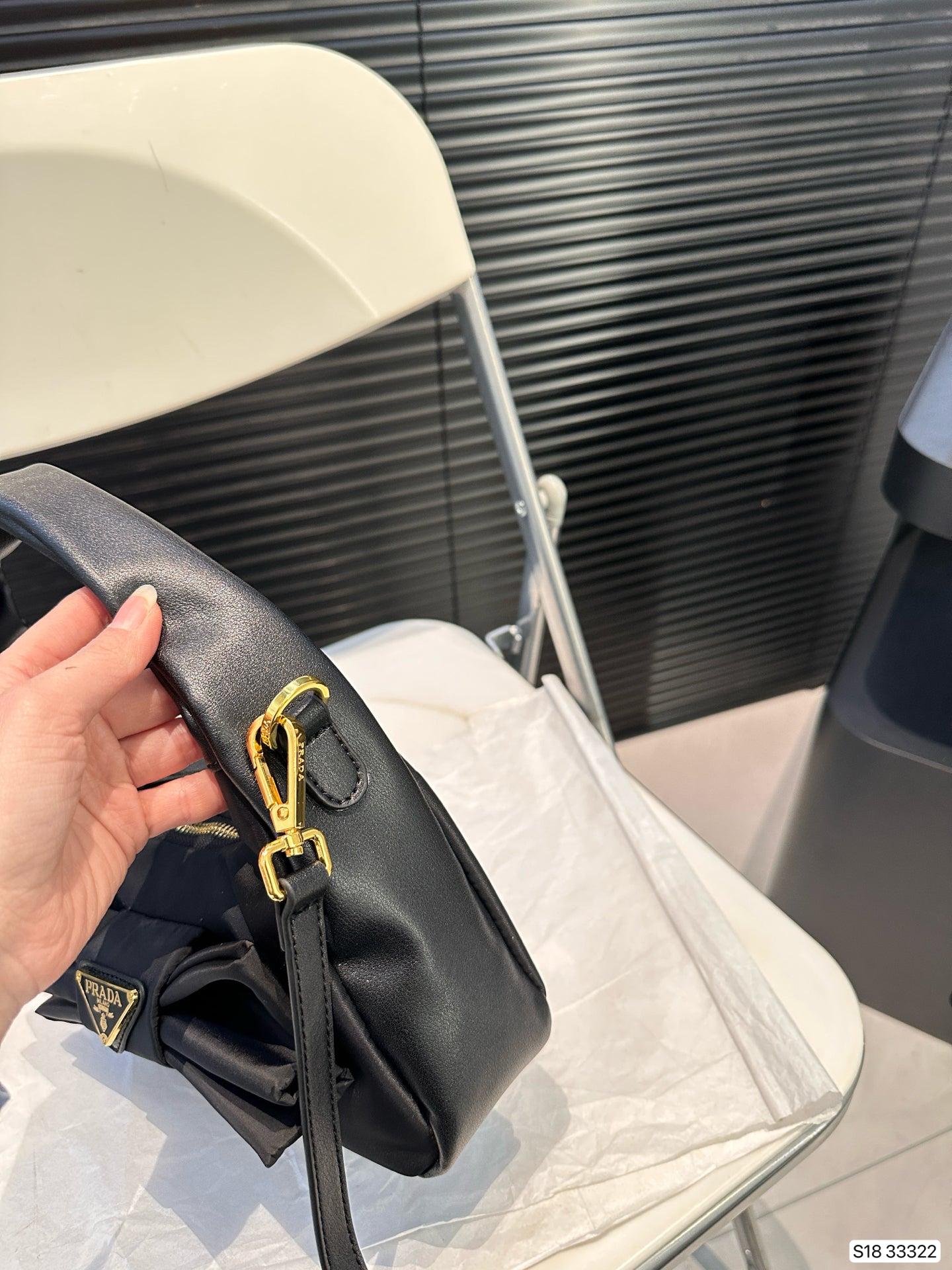 Black bow French elegant sweet retro bag