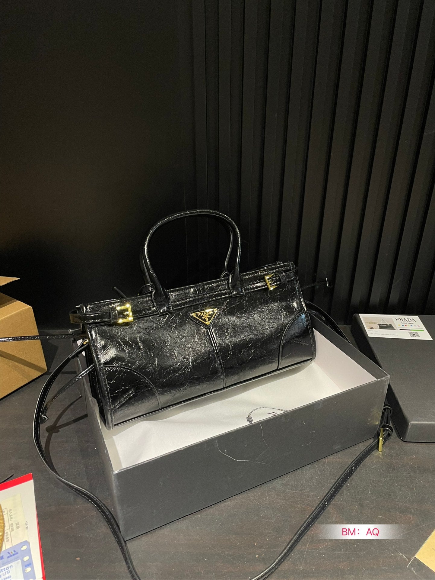 Waxed leather hobo long handle tote bag underarm bag