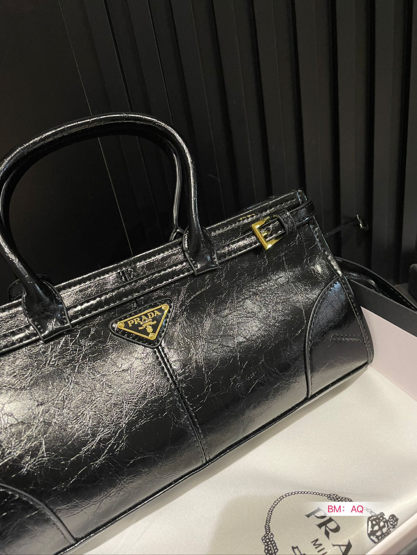 Waxed leather hobo long handle tote bag underarm bag