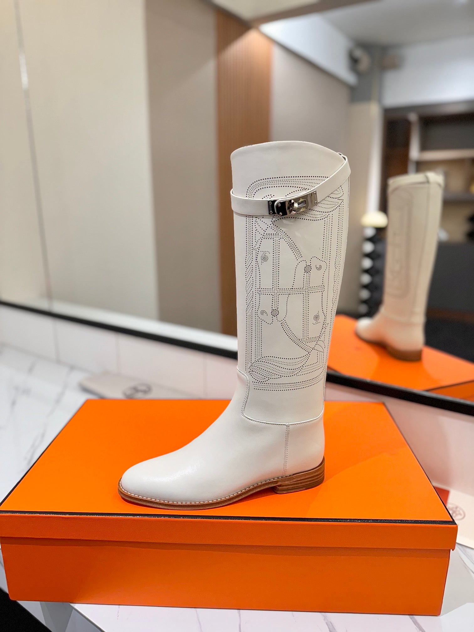 Herme* high-end hot girl kelly jumping knight boots top quality craftsmanship VIP 1:1