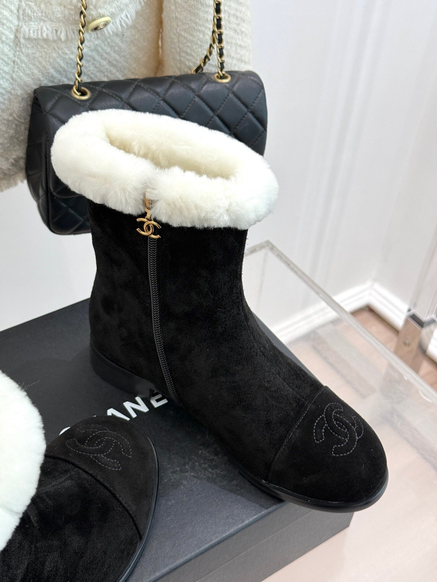 CHANE*｜Chanel classic autumn and winter double C color matching snow boots VIP 1:1