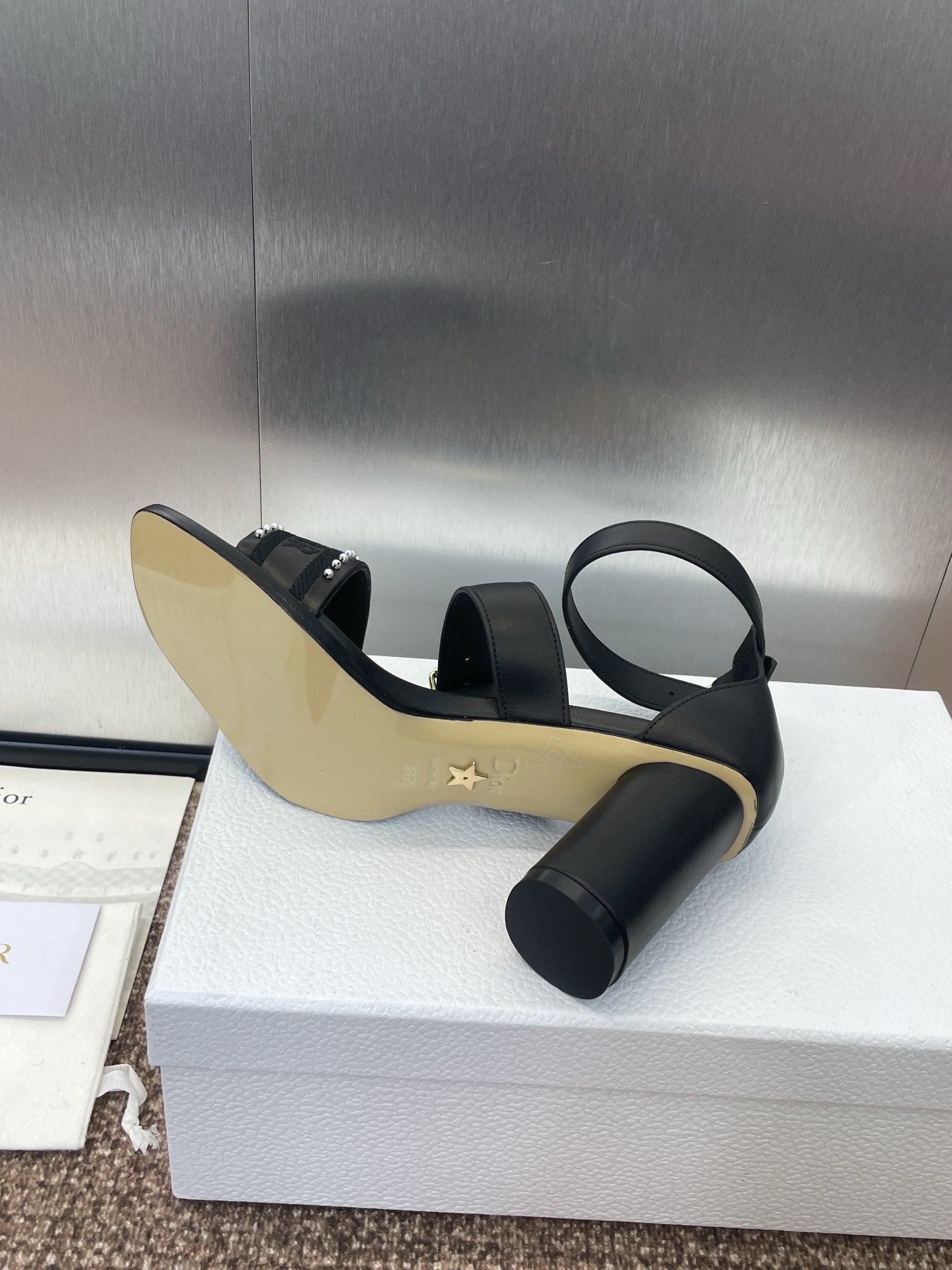 025 Spring and Summer Newest High Heel Electric Embroidery Colorblock Roman Sandals Dio VIP 1:1