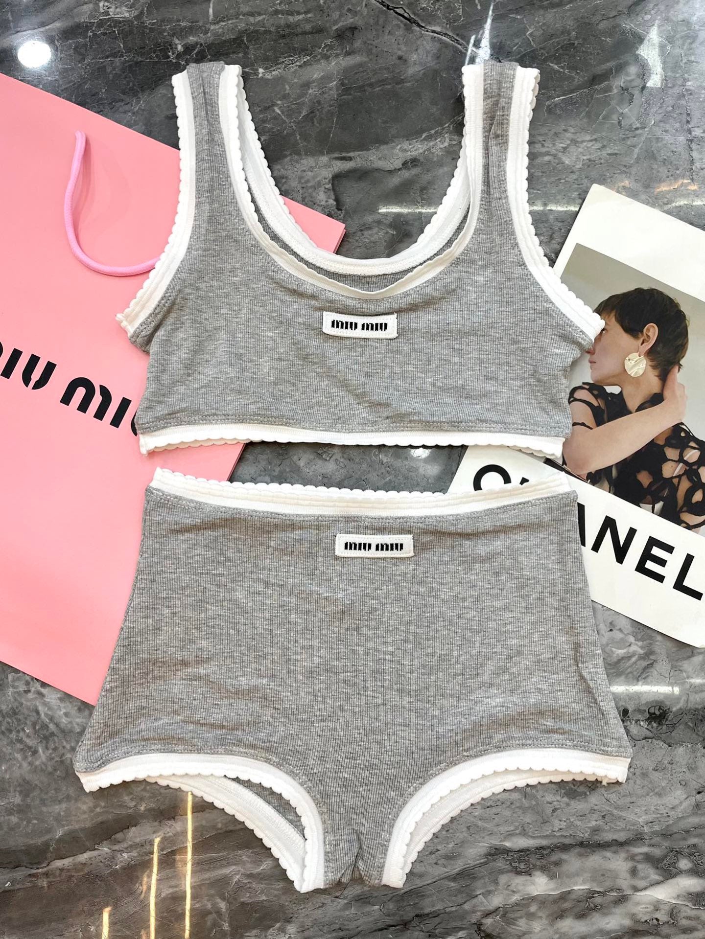 New stylish two-piece swimsuit with an elegant and sophisticated design.