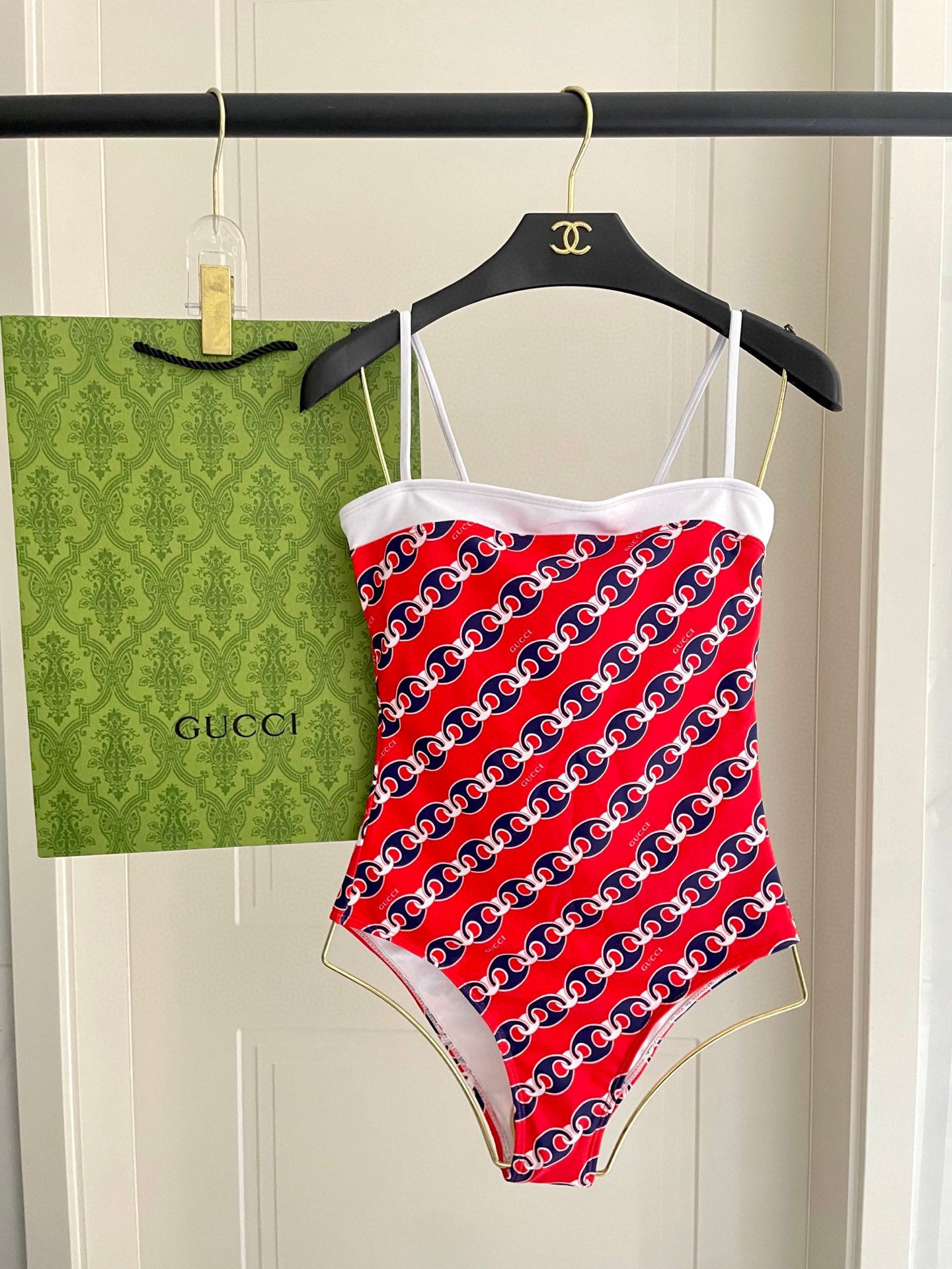 New backless, color-blocked one-piece swimsuit
