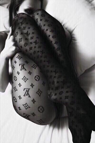 LV flocked one-piece tights