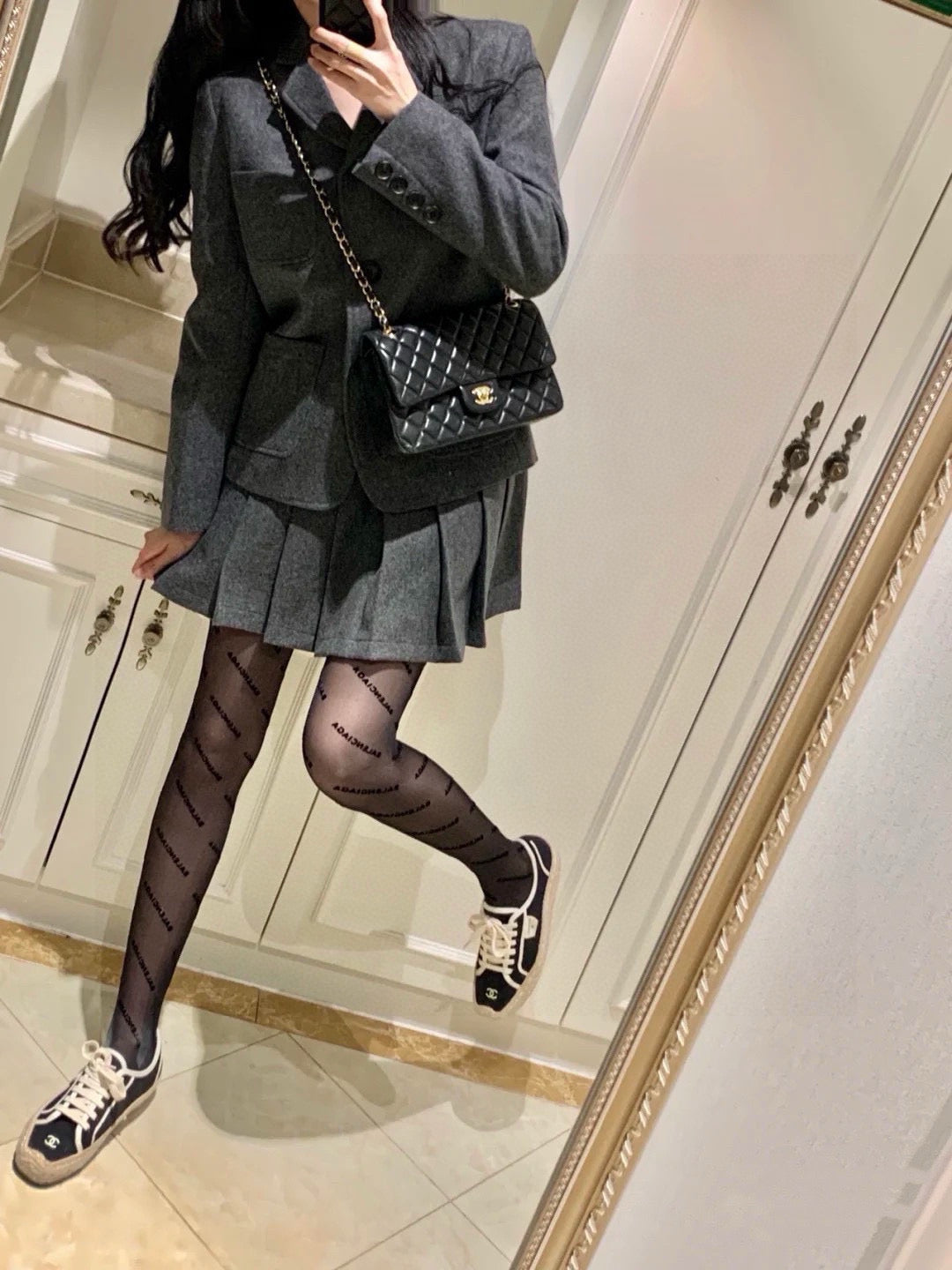 Balenciaga flocked one-piece tights