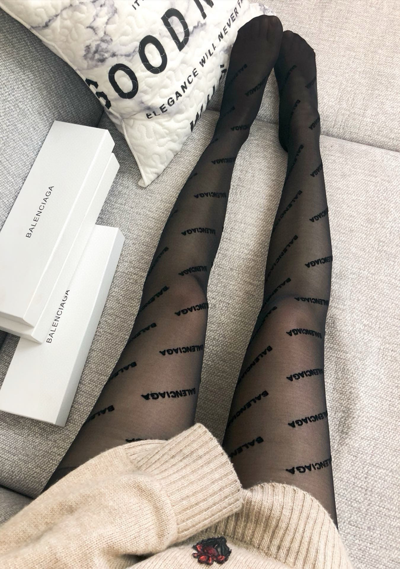 Balenciaga flocked one-piece tights