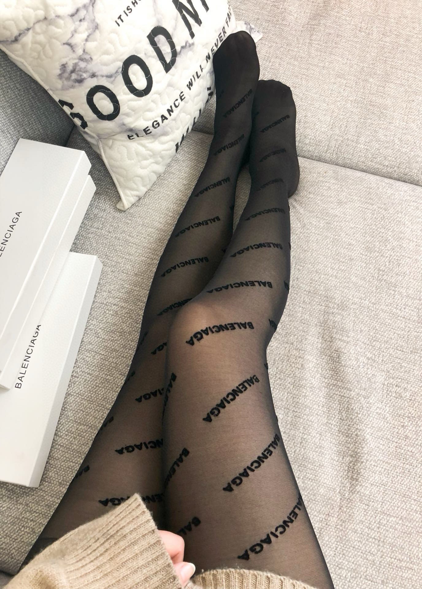 Balenciaga flocked one-piece tights