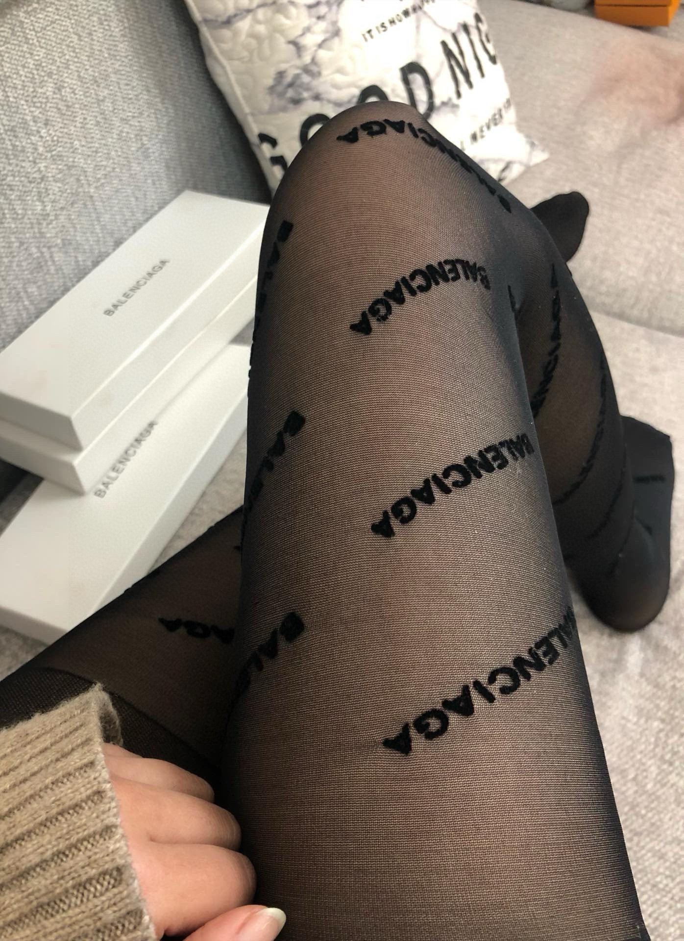 Balenciaga flocked one-piece tights