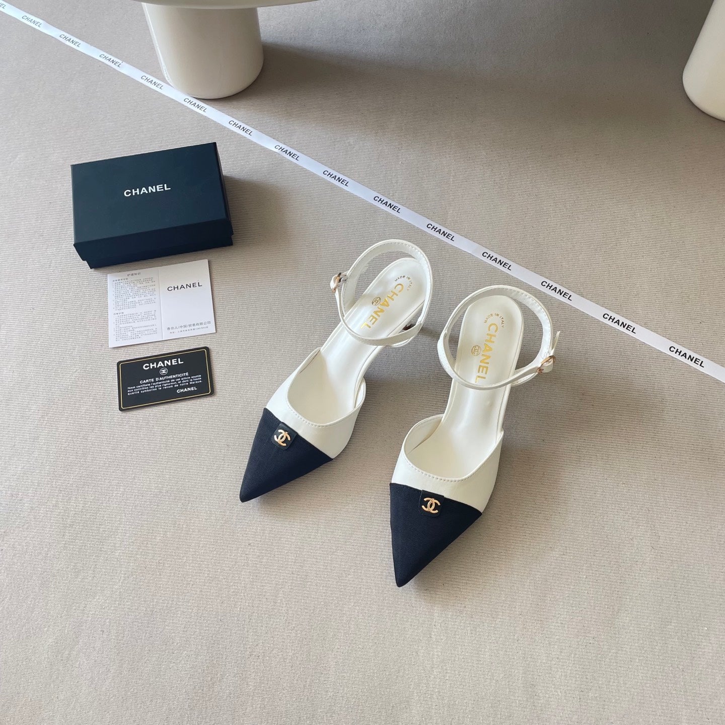 Pointed-toe, color-blocked high-heeled sandals