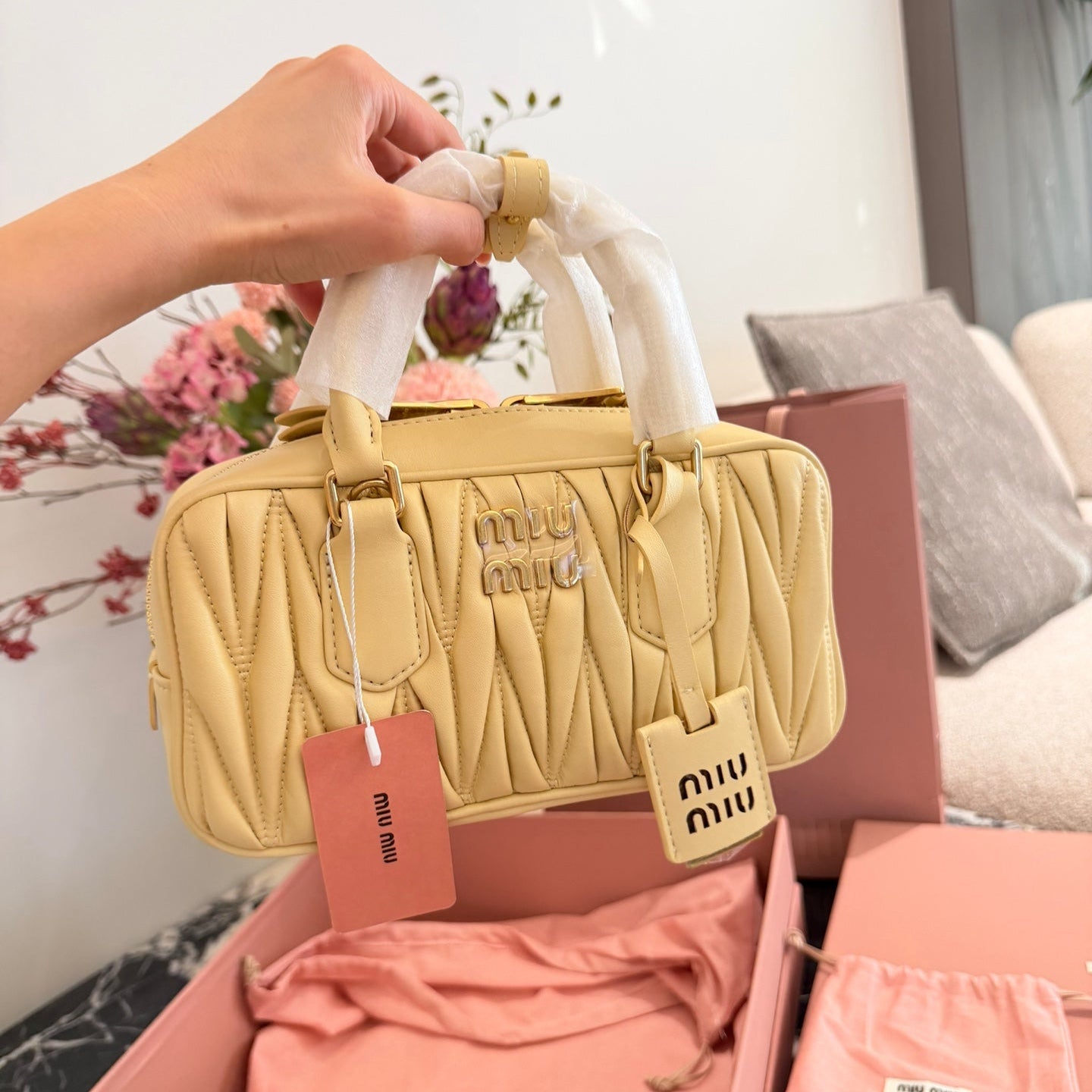 Miu Miu Arcadie Matelasse Bowling Bag