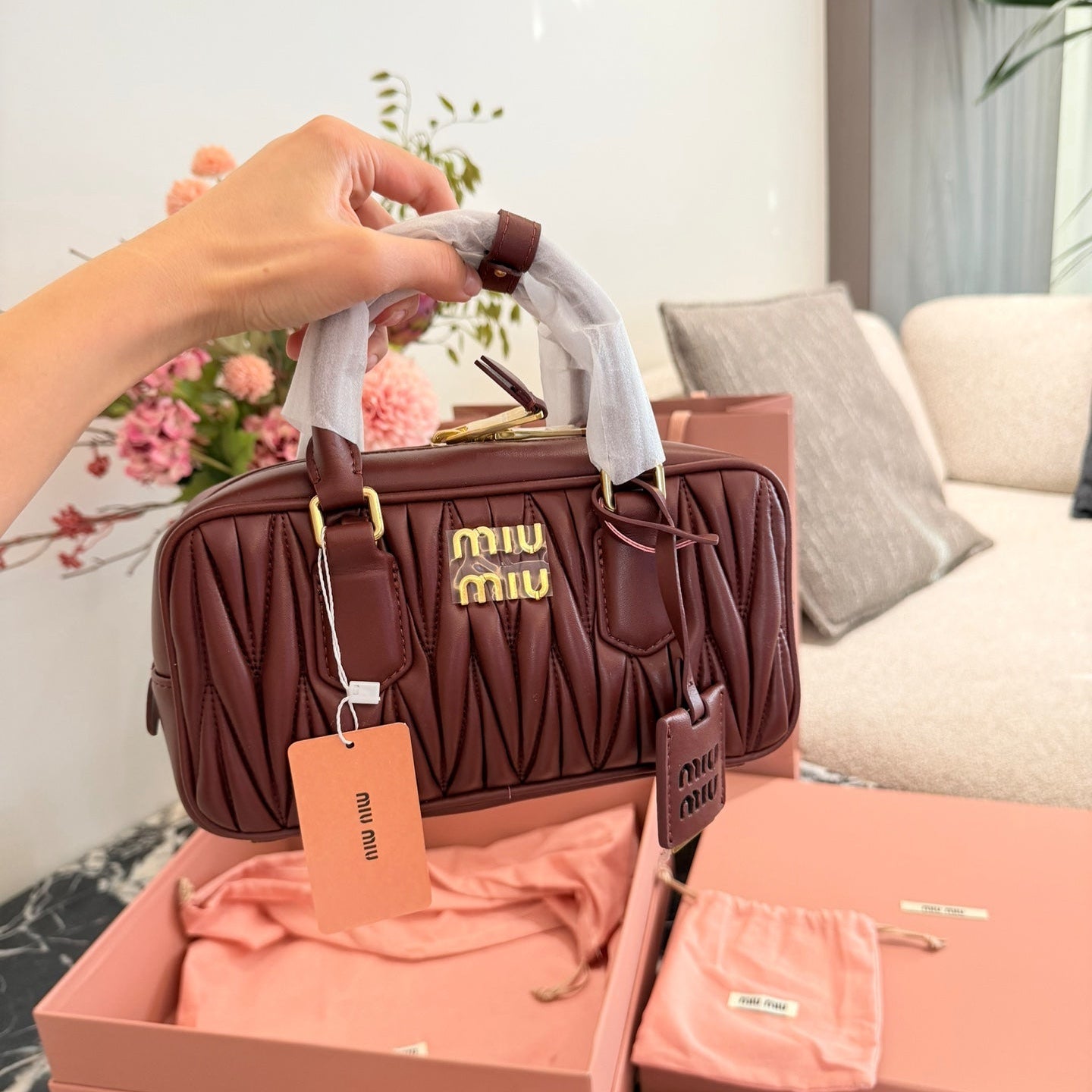 Miu Miu Arcadie Matelasse Bowling Bag