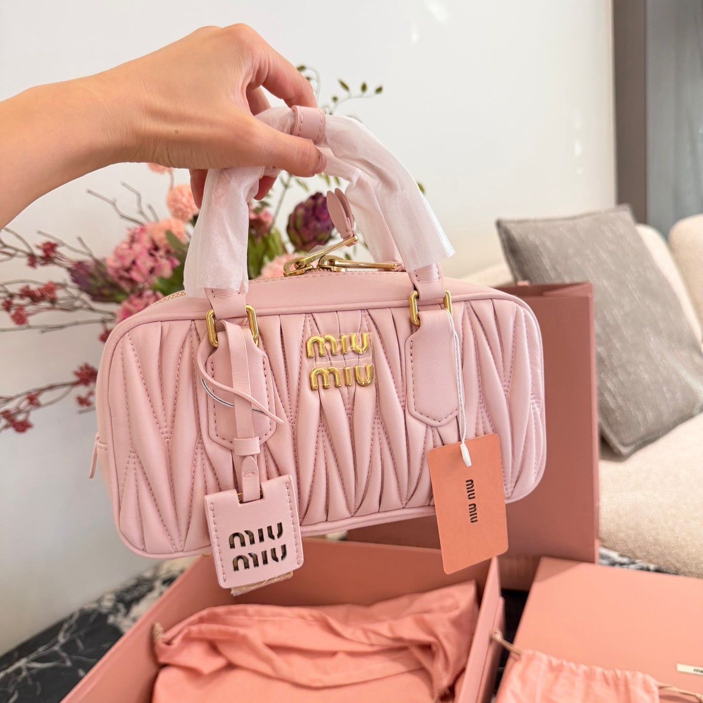 Miu Miu Arcadie Matelasse Bowling Bag