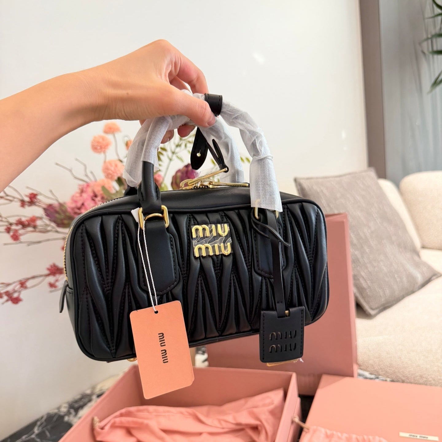 Miu Miu Arcadie Matelasse Bowling Bag