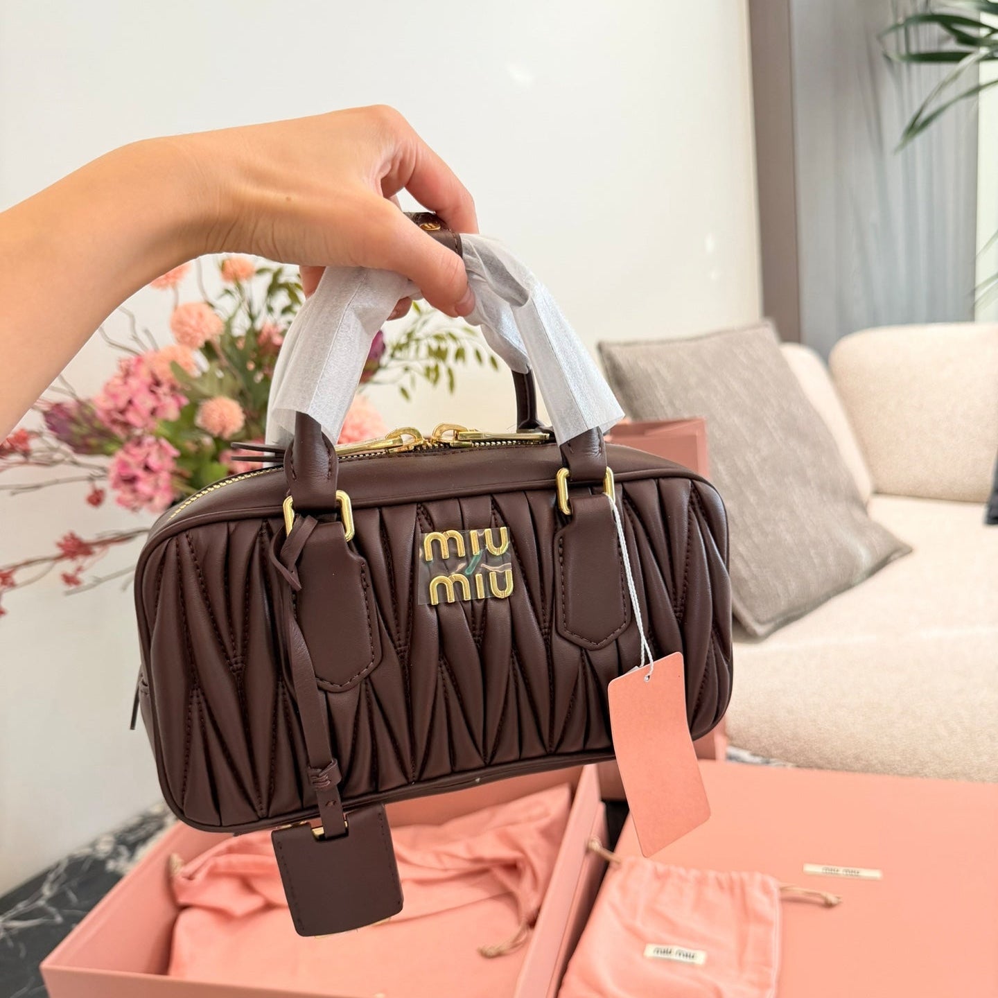 Miu Miu Arcadie Matelasse Bowling Bag