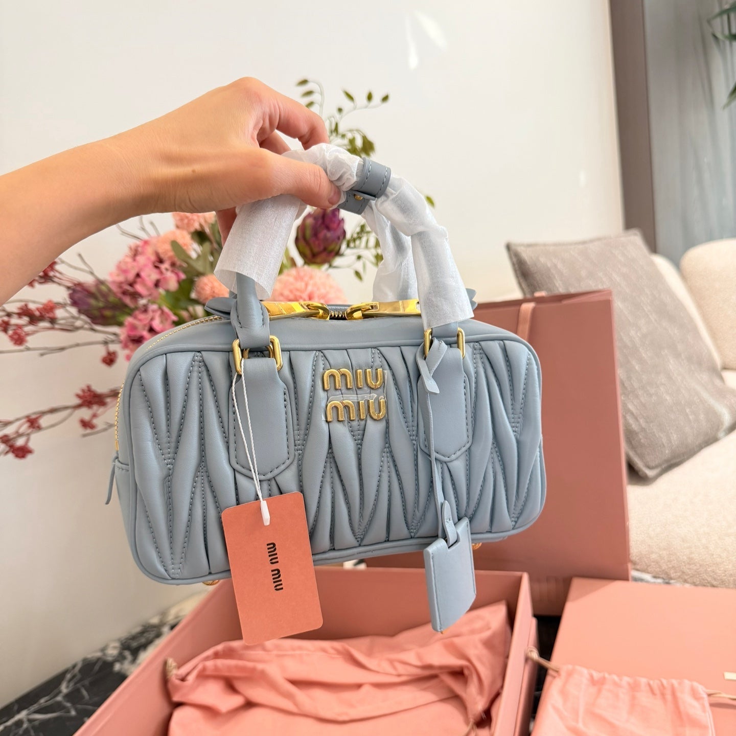 Miu Miu Arcadie Matelasse Bowling Bag
