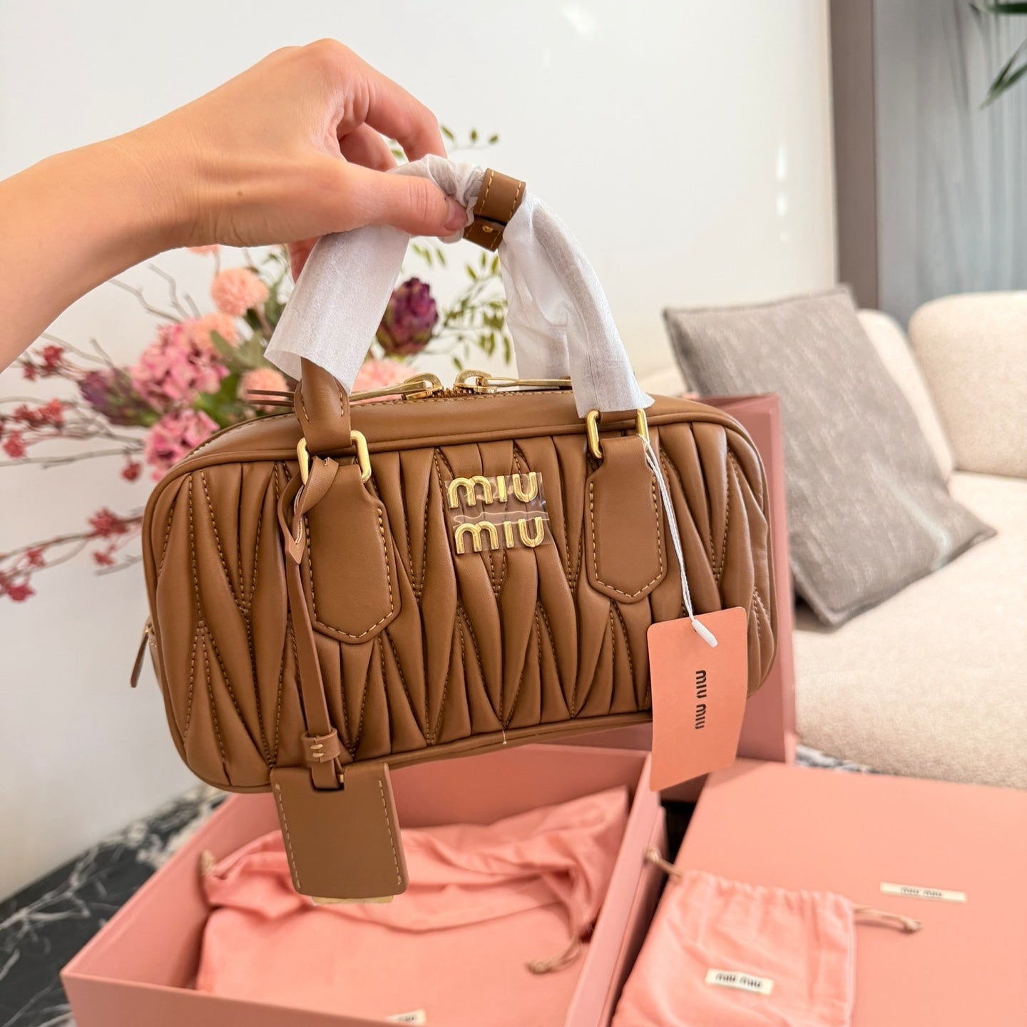 Miu Miu Arcadie Matelasse Bowling Bag