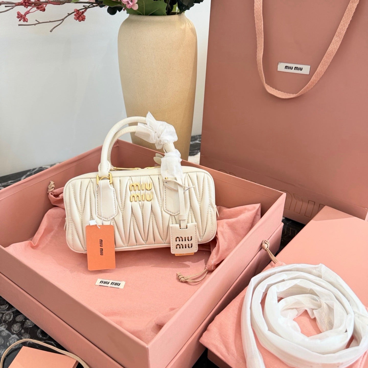 Miu Miu Arcadie Matelasse Bowling Bag