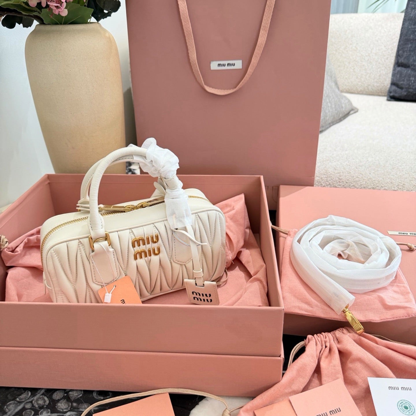 Miu Miu Arcadie Matelasse Bowling Bag