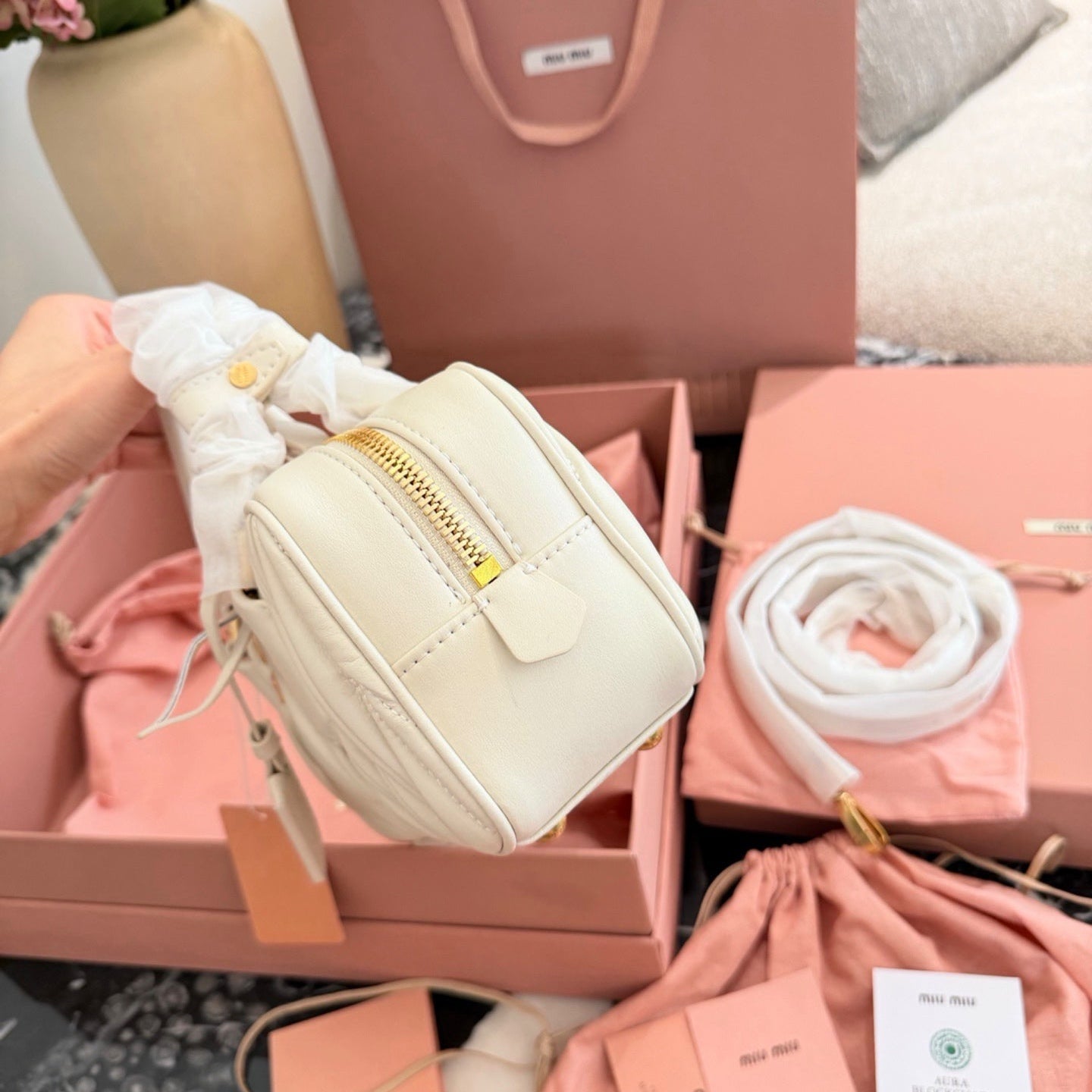 Miu Miu Arcadie Matelasse Bowling Bag