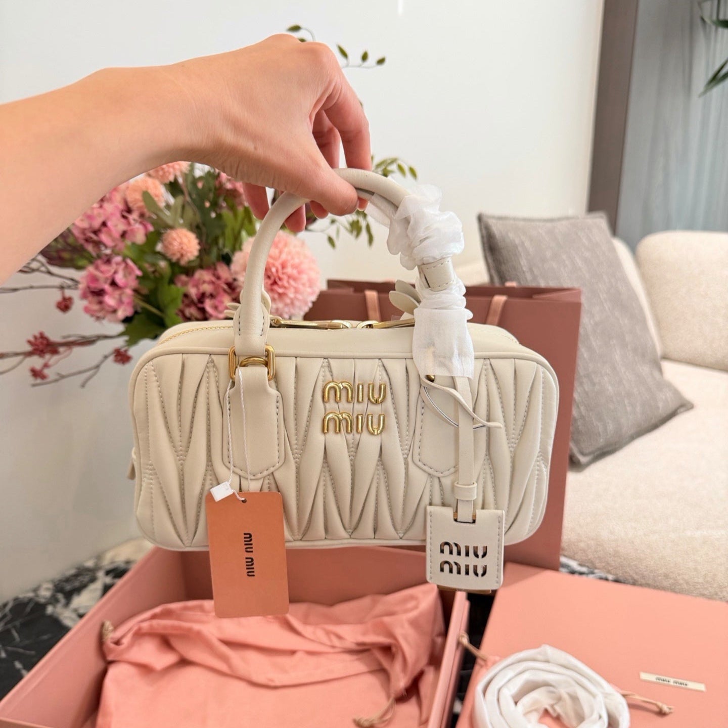 Miu Miu Arcadie Matelasse Bowling Bag