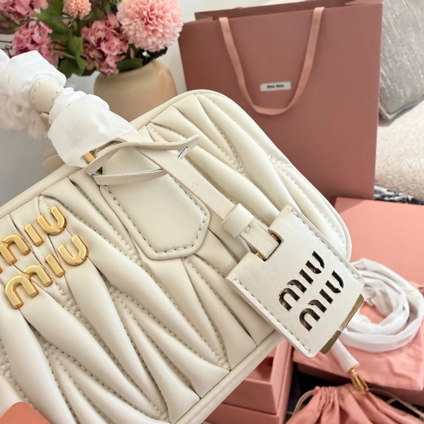 Miu Miu Arcadie Matelasse Bowling Bag