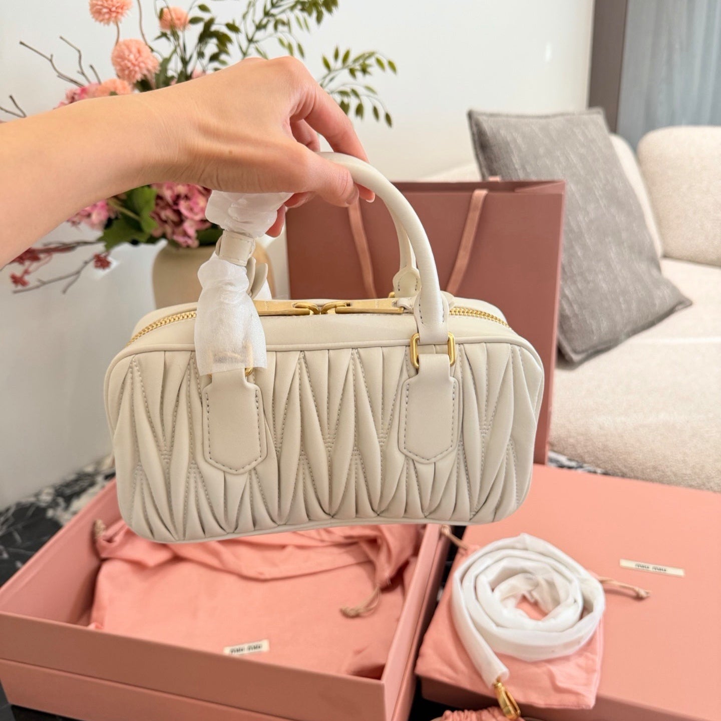Miu Miu Arcadie Matelasse Bowling Bag