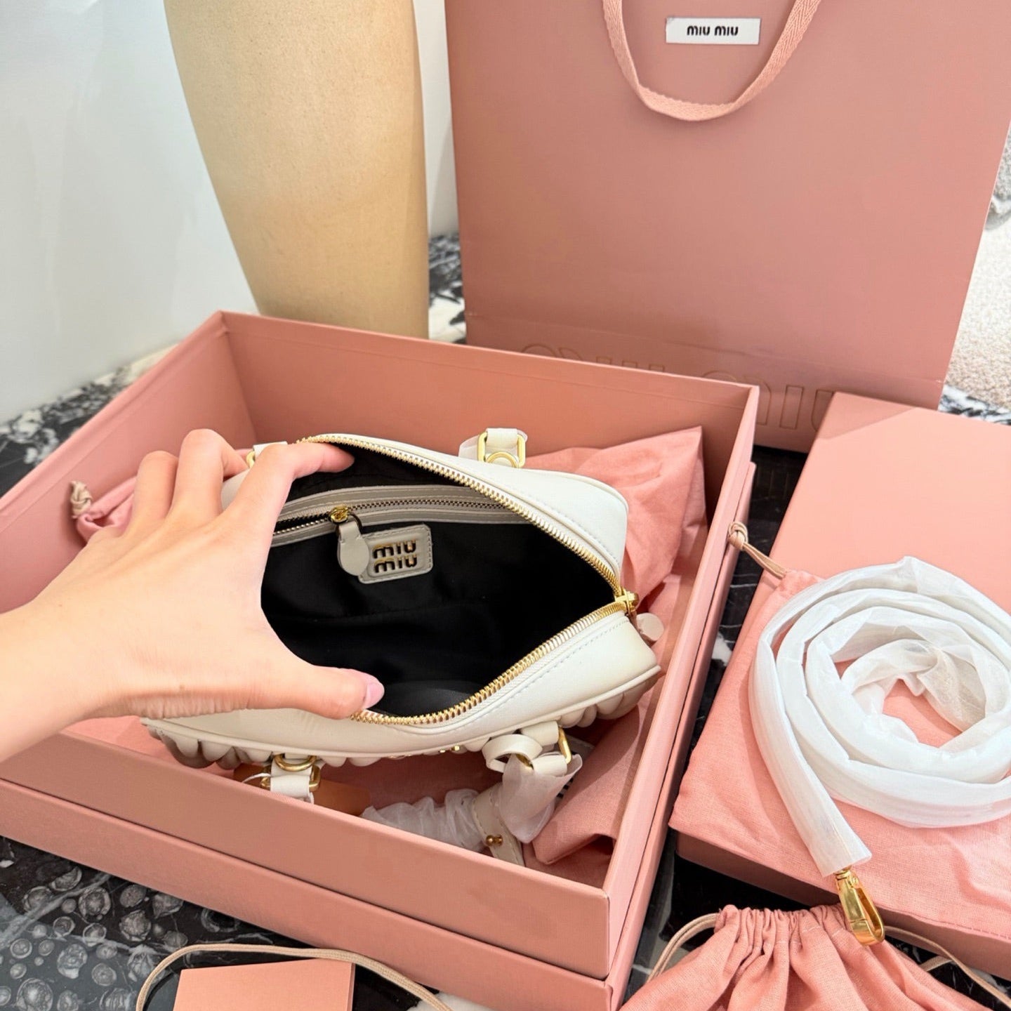 Miu Miu Arcadie Matelasse Bowling Bag