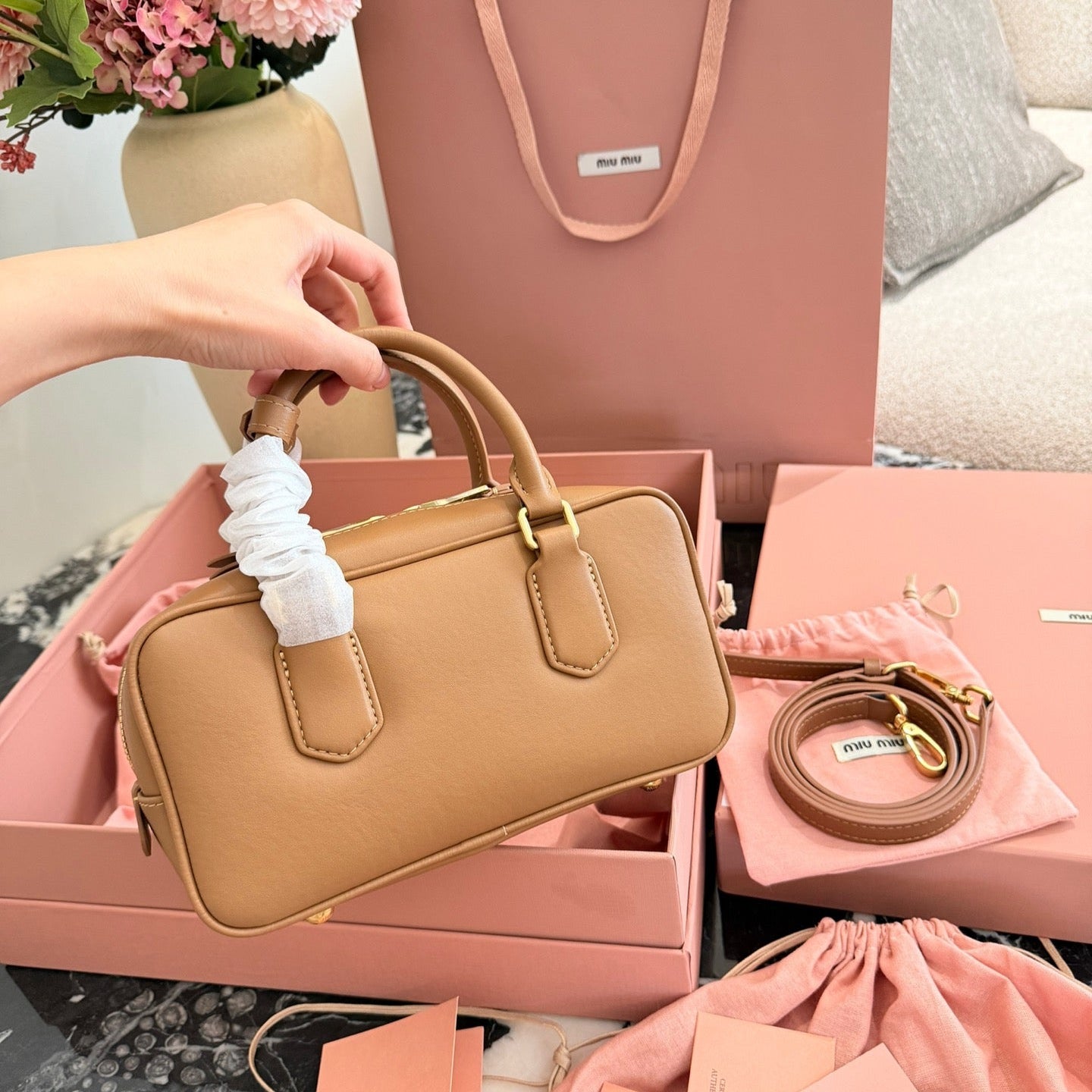 Miu Miu Arcadie Matelasse Bowling Bag