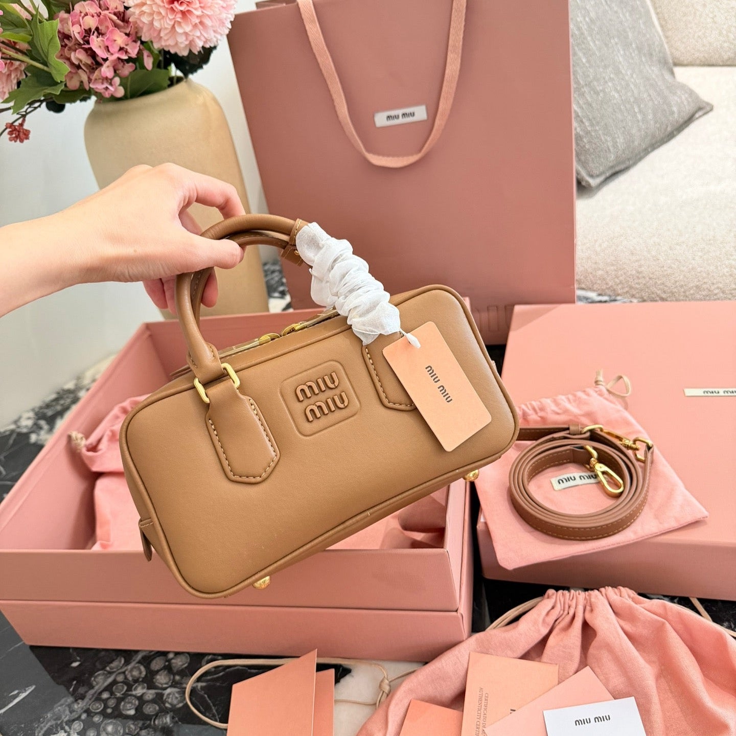 Miu Miu Arcadie Matelasse Bowling Bag