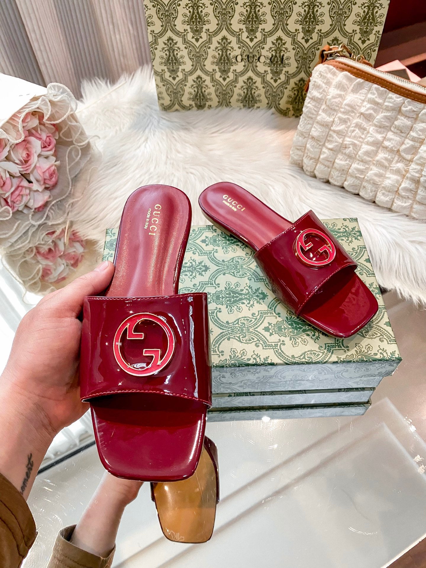 New style chunky-heeled slippers