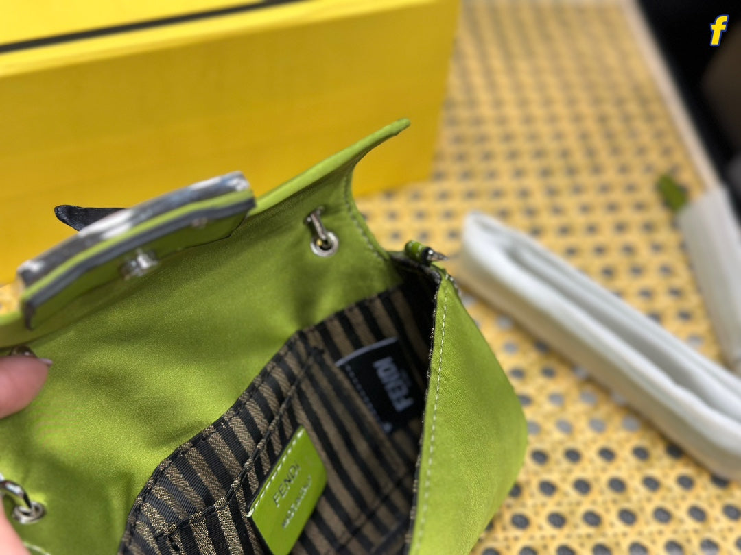 FD silk glittering diamond buckle baguette bag