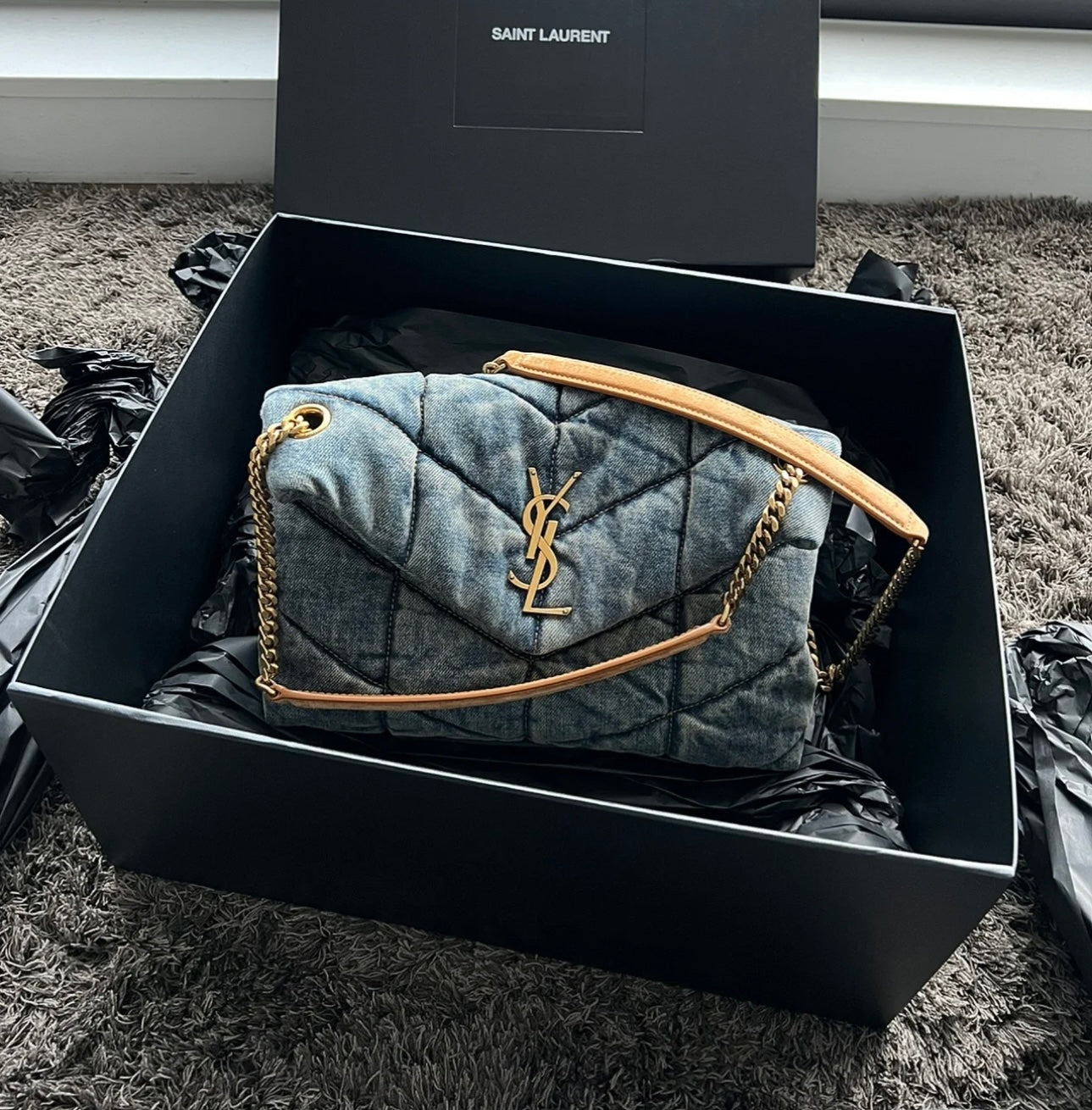 YSL*  washed denim bag
