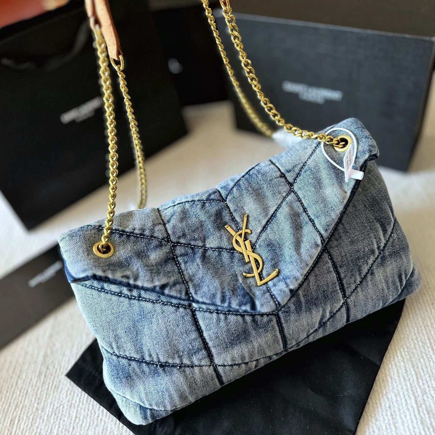 YSL*  washed denim bag