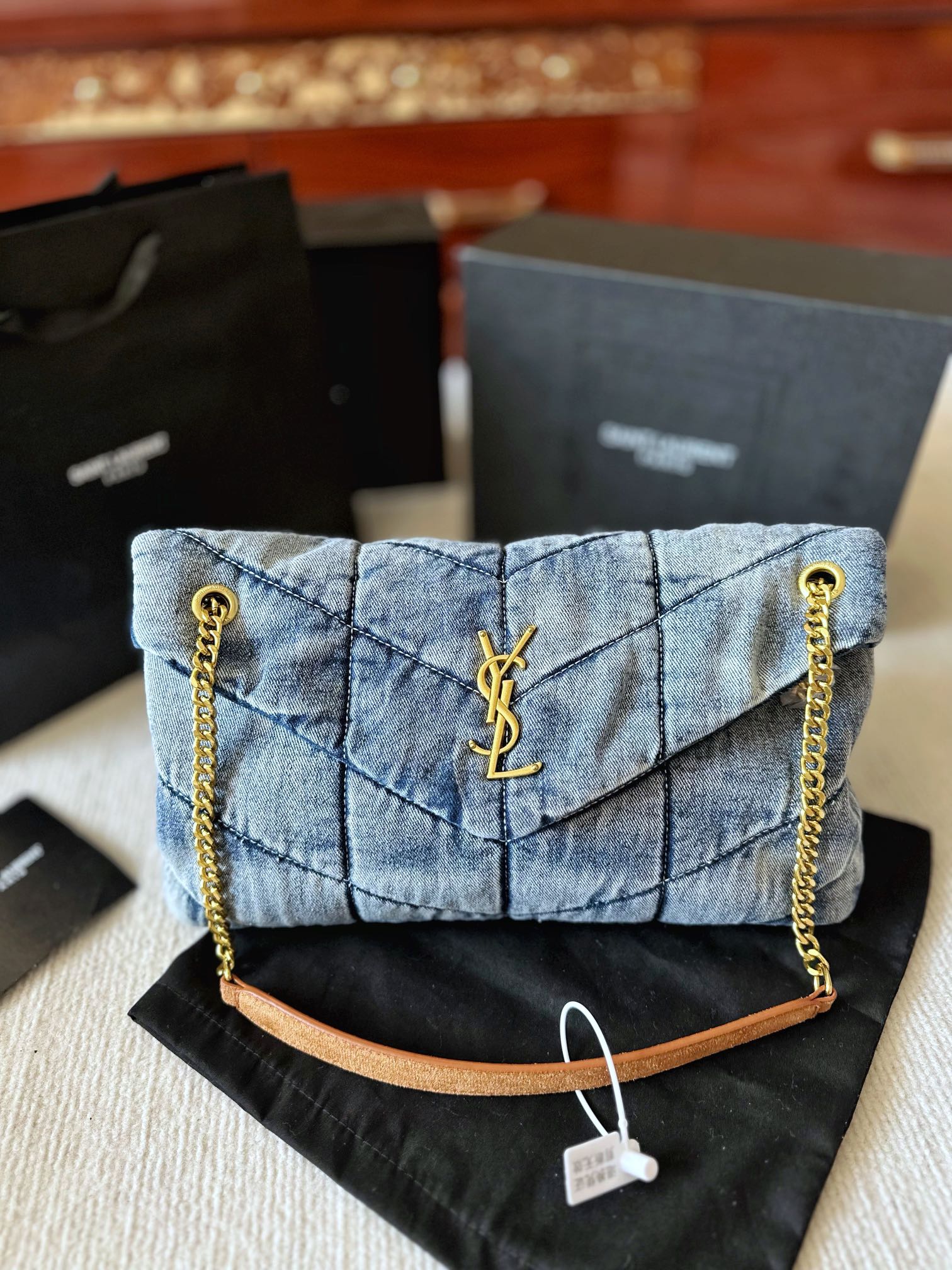 YSL*  washed denim bag
