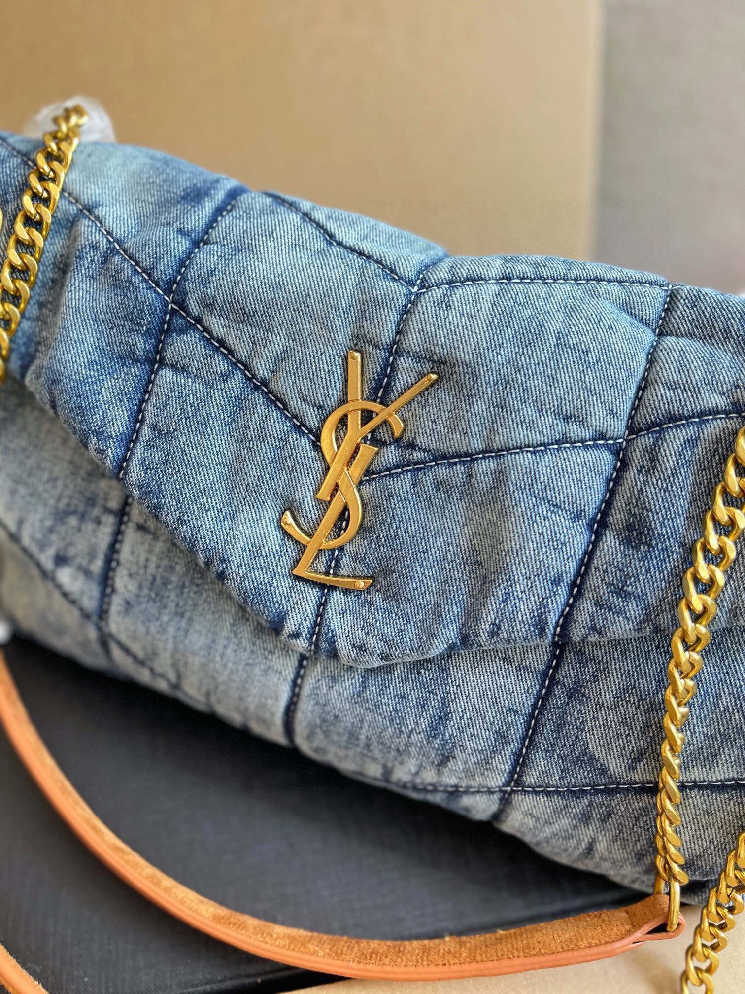 YSL*  washed denim bag