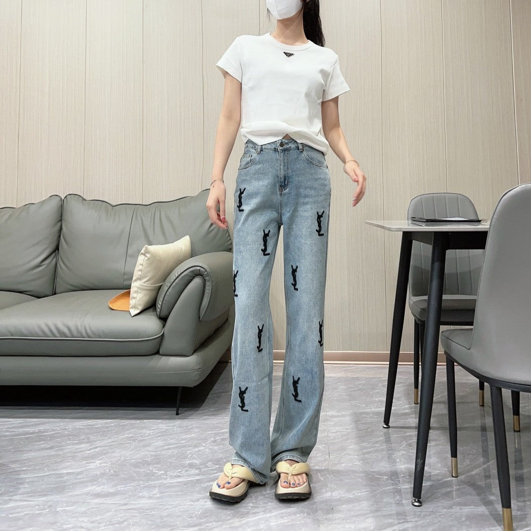 Y 23 New Terry Velour 3D Letter Trousers