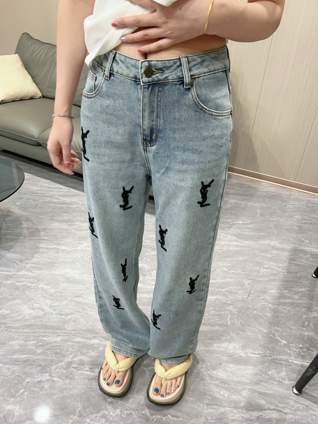 Y 23 New Terry Velour 3D Letter Trousers