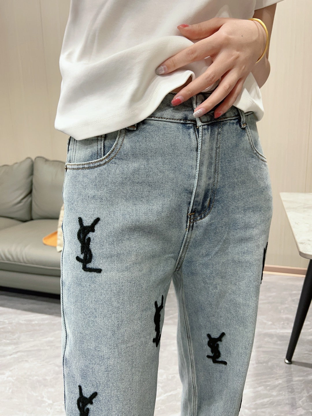 Y 23 New Terry Velour 3D Letter Trousers