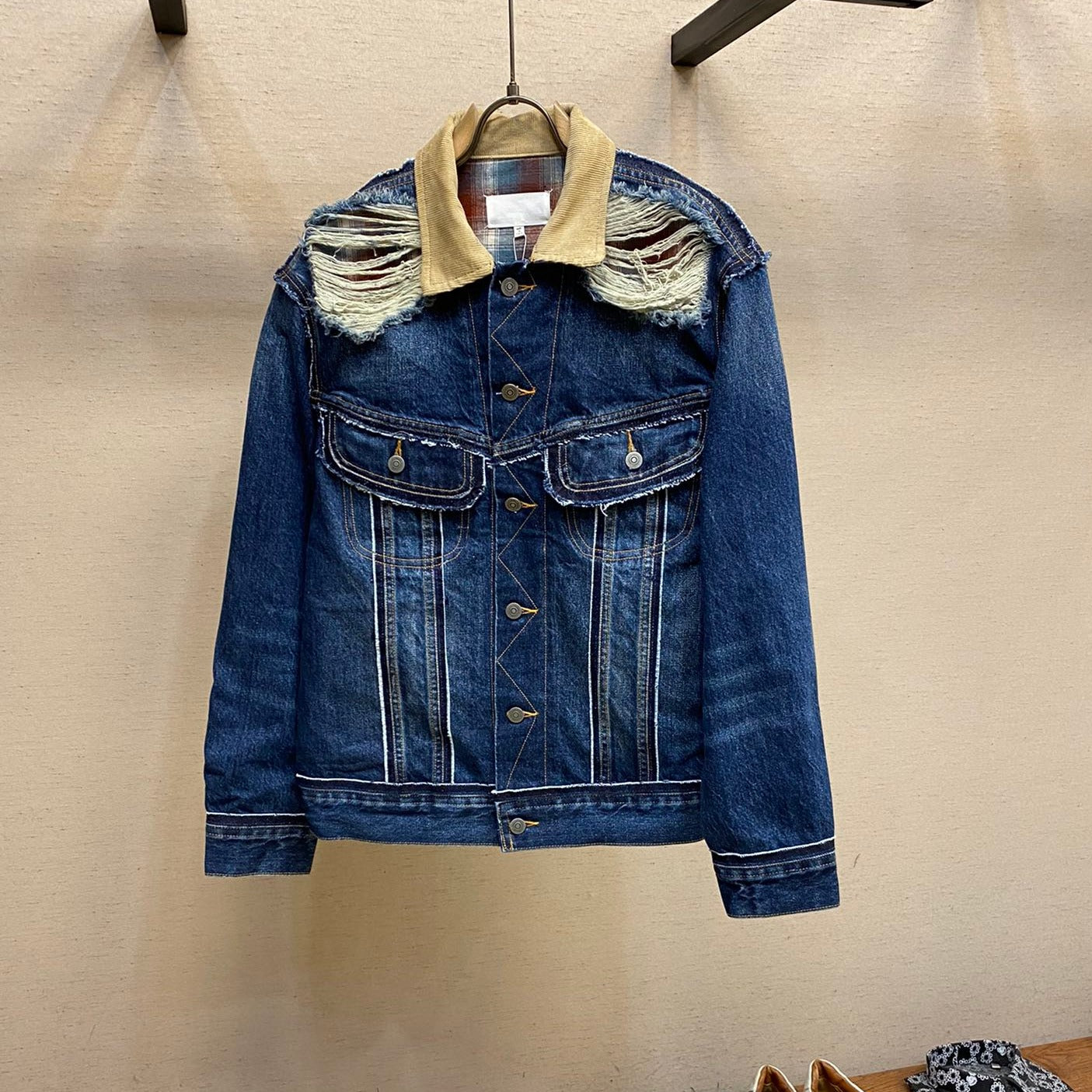 MAJ* new plaid denim jacket