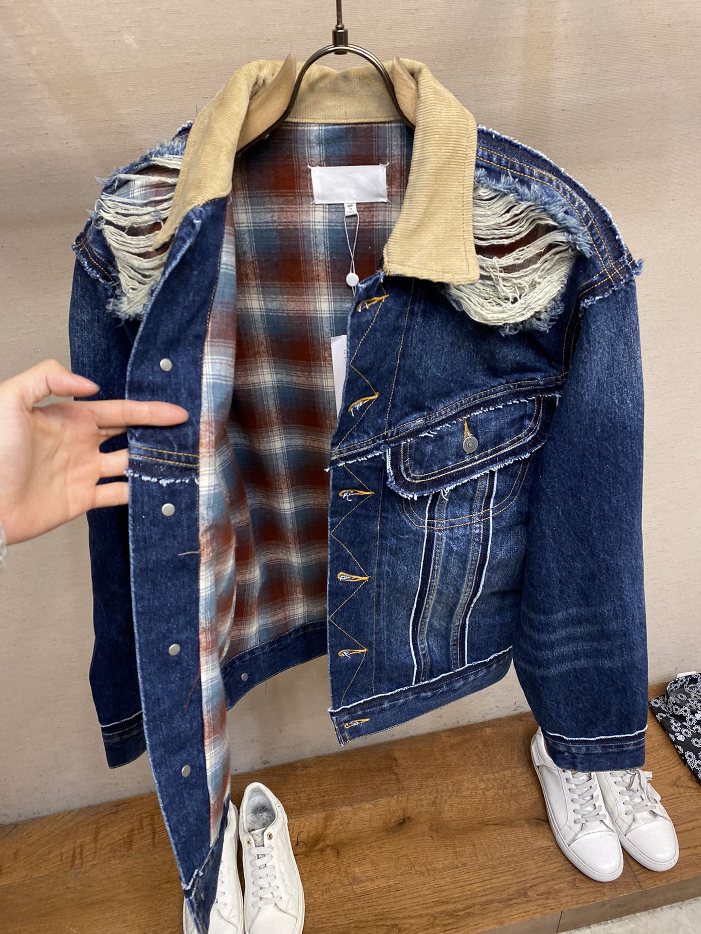 MAJ* new plaid denim jacket