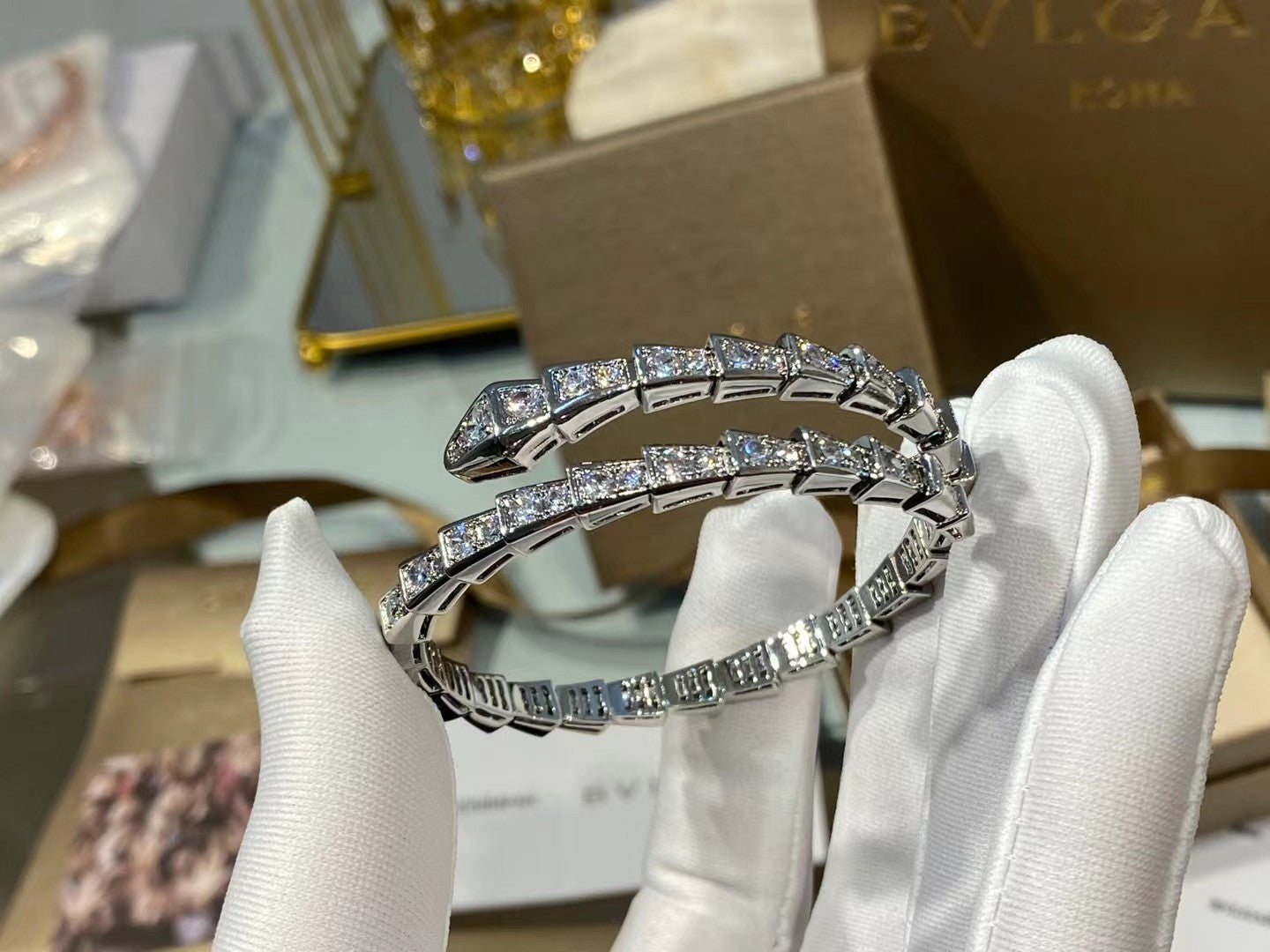 BUL* snake head diamond bracelet