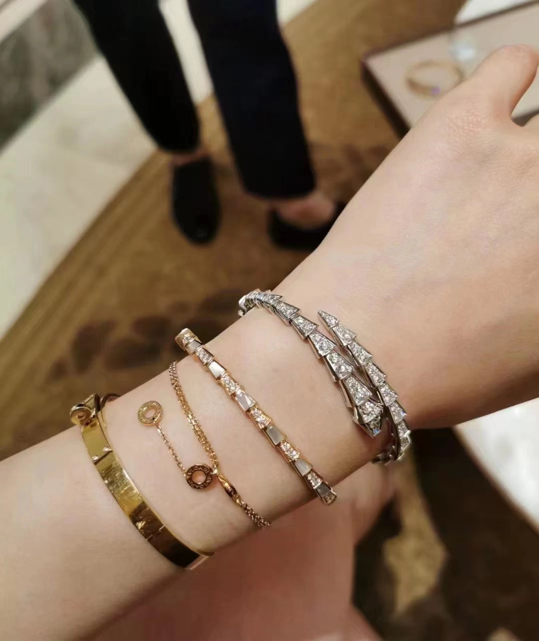 BUL* snake head diamond bracelet