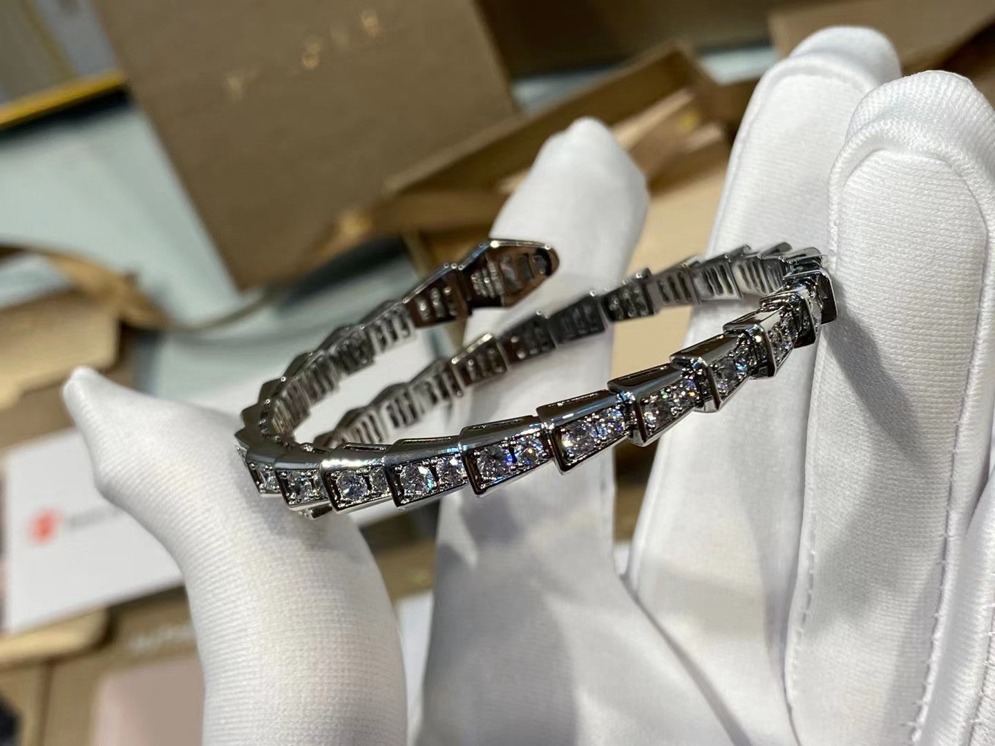 BUL* snake head diamond bracelet