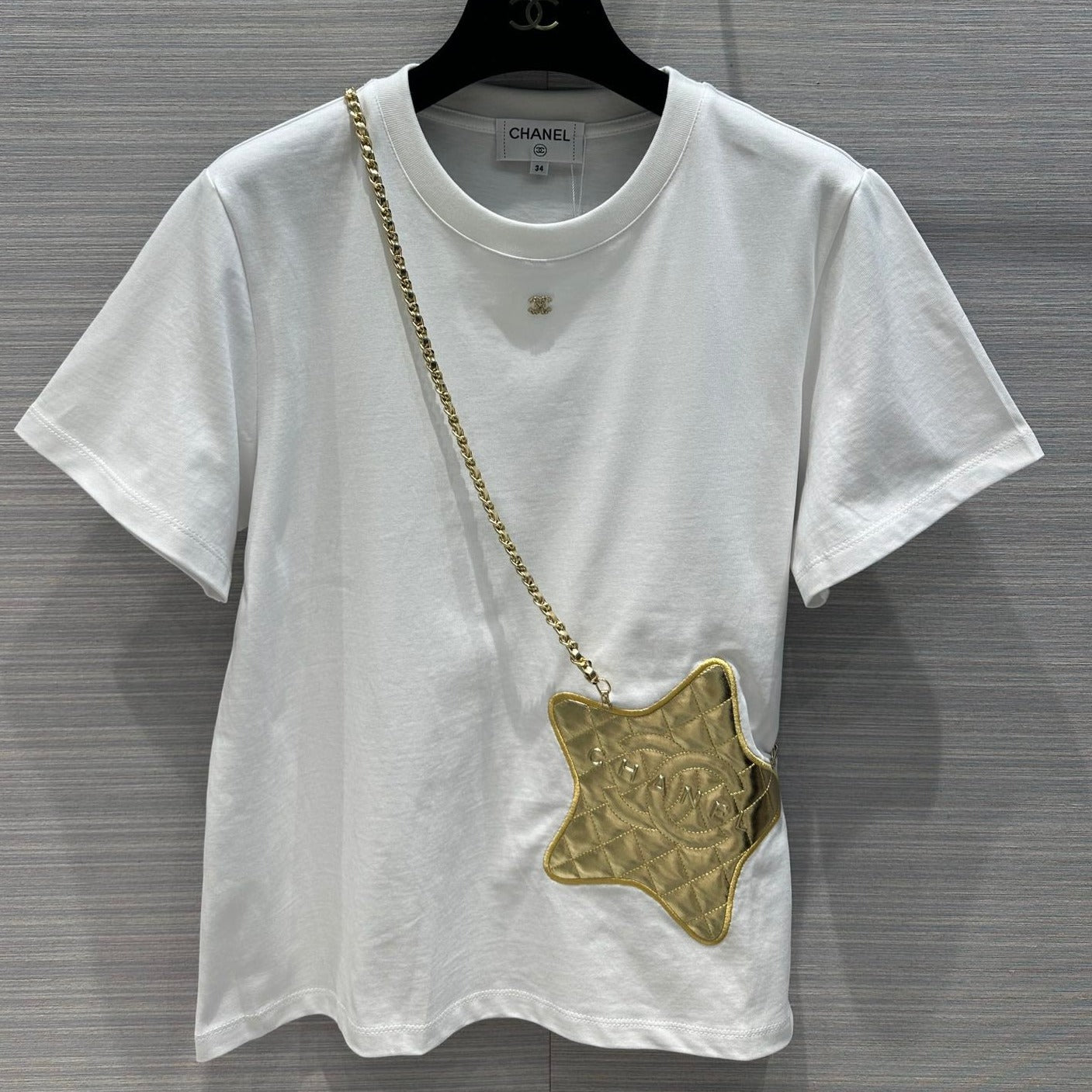 CHA* 24 early spring new product 3D diagonal hanging star T-shirt